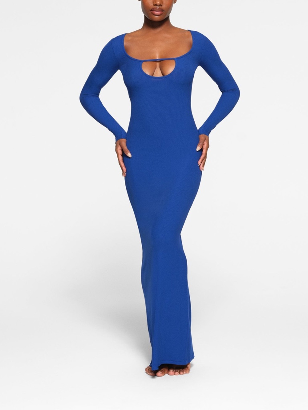 SKIMS Soft Blue Lounge Long Sleeve Keyhole Dress - Small - Like New